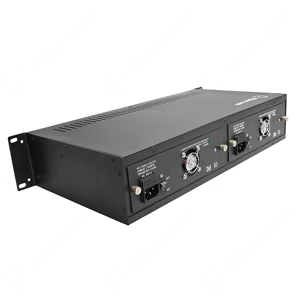 2U 16-slot Chassis for Modular Video Converter rack fix 16pcs Card, Provide dual power supplies DC 48V Modular Video Converter | FCVR-16-2U-D4D